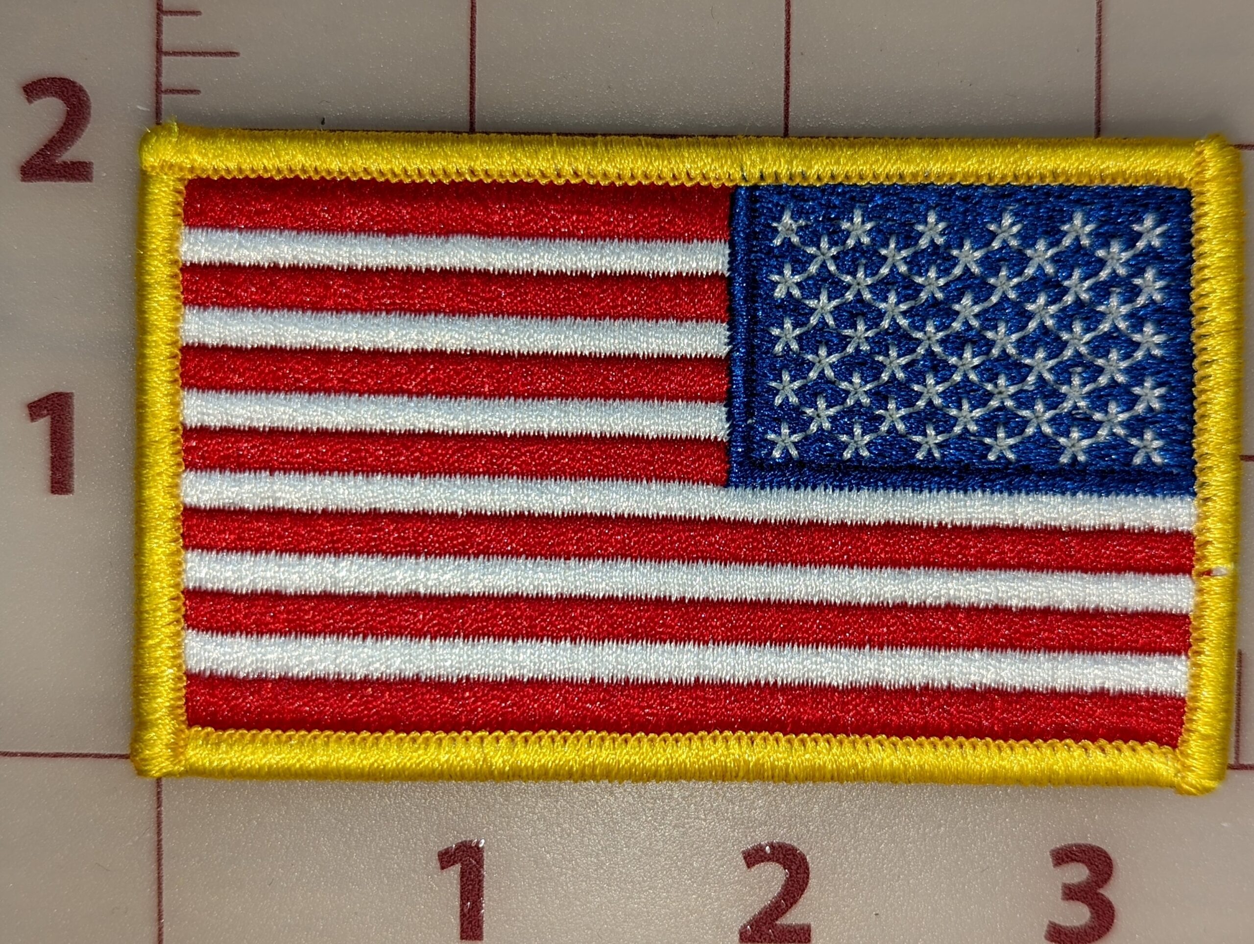 2″ x 3.5″ American flag patch reverse with Velcro back.